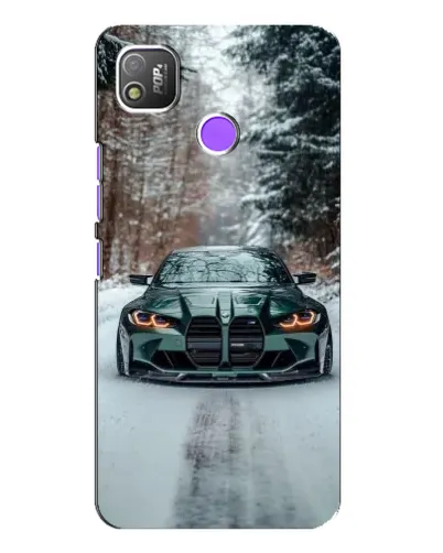 Чехол для TECNO POP 4 с картинкой «BMW в зимнем лесу»