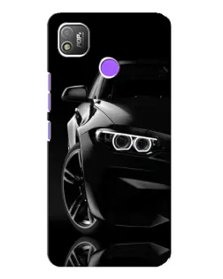 Чехол для TECNO POP 4 с картинкой «Черная BMW — профиль»