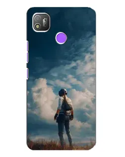 Чехол для TECNO POP 4 с картинкой «Герой PUBG на скале»