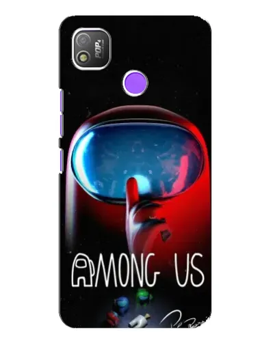 Чехол для TECNO POP 4 с картинкой «Красный импостер — макро»