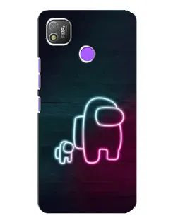 Чехол для TECNO POP 4 с картинкой «Among Us неон-арт»
