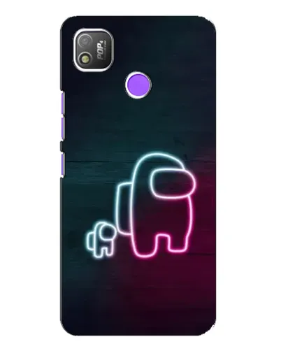 Чехол для TECNO POP 4 с картинкой «Among Us неон-арт»
