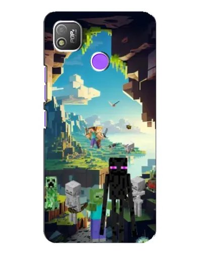 Чехол для TECNO POP 4 с картинкой «Эндермен в лесу»