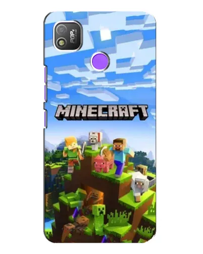 Чехол для TECNO POP 4 с картинкой «Minecraft классический мир»