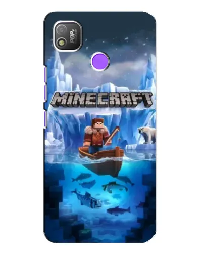 Чехол для TECNO POP 4 с картинкой «Minecraft ледяной мир»