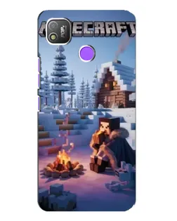 Чехол для TECNO POP 4 с картинкой «Зимний Minecraft»