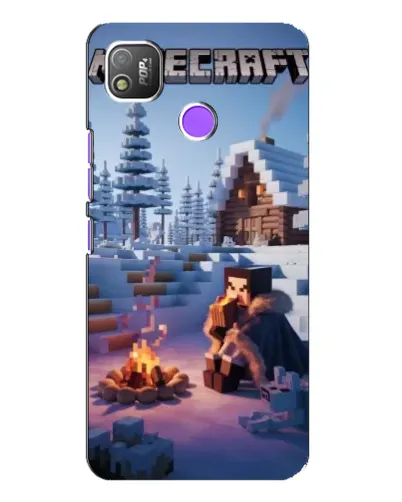 Чехол для TECNO POP 4 с картинкой «Зимний Minecraft»