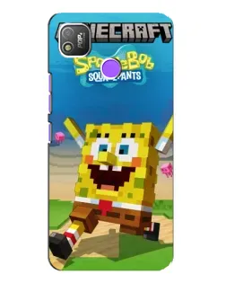 Чехол для TECNO POP 4 с картинкой «Губка Боб Minecraft»