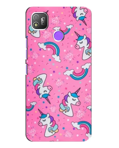 Чехол для TECNO POP 4 с картинкой «Unicorn паттерн розовый»