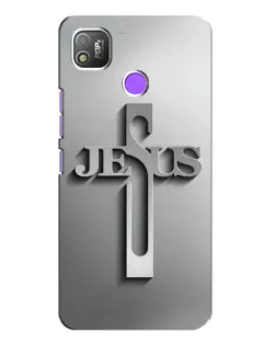 Чохол для TECNO POP 4 з картинкою «Металевий хрест Jesus»
