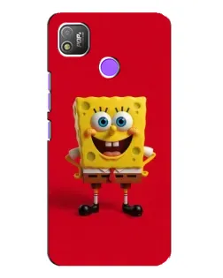Чехол для TECNO POP 4 с картинкой «Спанч Боб на красном»