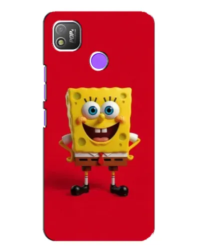 Чехол для TECNO POP 4 с картинкой «Спанч Боб на красном»
