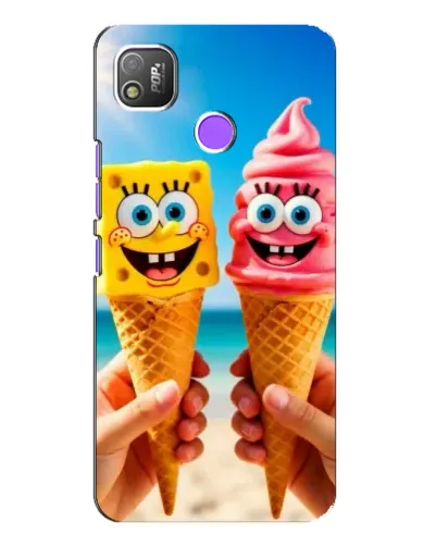 Чехол для TECNO POP 4 с картинкой «Спанч Боб мороженое»