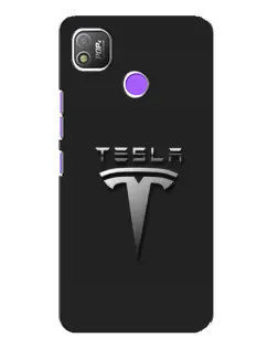 Чехол для TECNO POP 4 с картинкой «Стальной логотип Tesla»