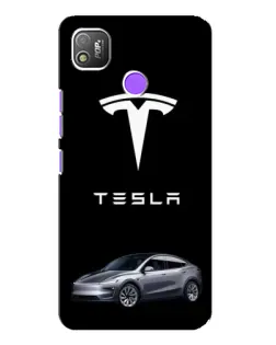 Чехол для TECNO POP 4 с картинкой «Tesla Model Y»