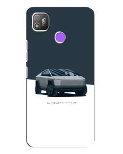 Чехол для TECNO POP 4 с картинкой «Серебристый Cybertruck Tesla»