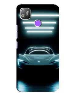 Чехол для TECNO POP 4 с картинкой «Tesla в неоне»