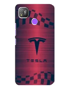 Чехол для TECNO POP 4 с картинкой «Тесла красный карбон»