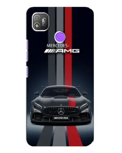 Чехол для TECNO POP 4 с картинкой «Mercedes — белый карбон»