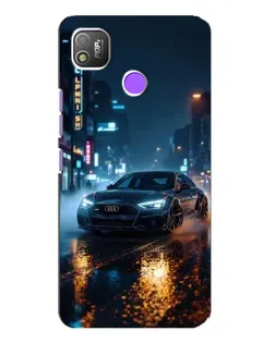 Чехол для TECNO POP 4 с картинкой «Ночной город и Audi»