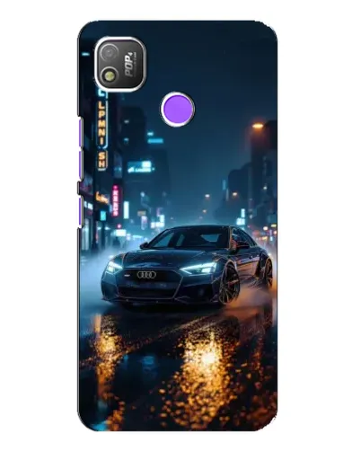 Чехол для TECNO POP 4 с картинкой «Ночной город и Audi»