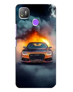Чехол для TECNO POP 4 с картинкой «Audi в огненном дыму»
