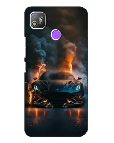 Чехол для TECNO POP 4 с картинкой «Lamborghini дымная эстетика»