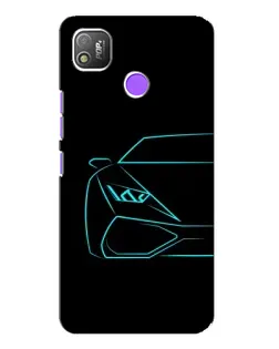 Чехол для TECNO POP 4 с картинкой «Голубой силуэт Lamborghini»