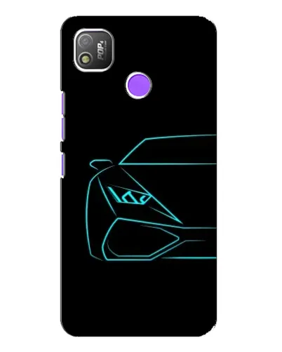 Чехол для TECNO POP 4 с картинкой «Голубой силуэт Lamborghini»