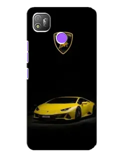 Чехол для TECNO POP 4 с картинкой «Lamborghini желтый акцент»