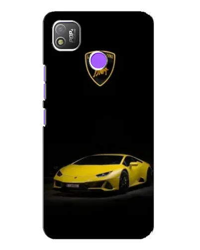 Чехол для TECNO POP 4 с картинкой «Lamborghini желтый акцент»