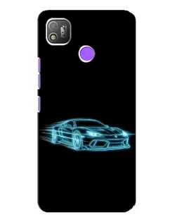 Чехол для TECNO POP 4 с картинкой «Неоновый контур Lamborghini»