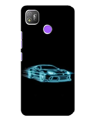 Чехол для TECNO POP 4 с картинкой «Неоновый контур Lamborghini»
