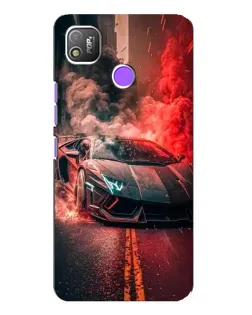 Чехол для TECNO POP 4 с картинкой «Lamborghini красный дым»