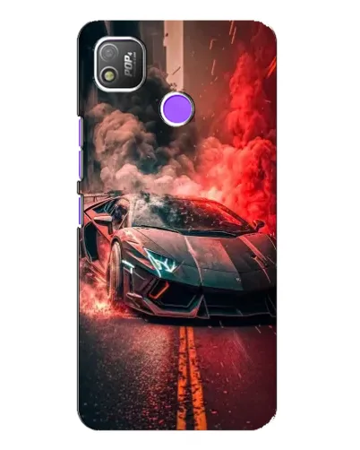 Чехол для TECNO POP 4 с картинкой «Lamborghini красный дым»