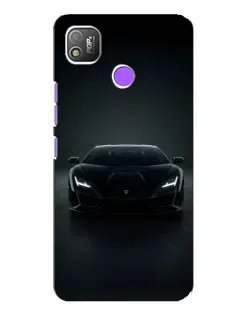 Чехол для TECNO POP 4 с картинкой «Черный Lamborghini Aventador»
