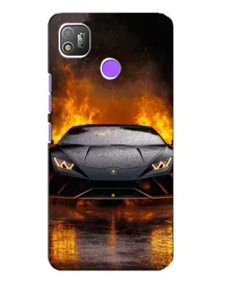 Чехол для TECNO POP 4 с картинкой «Lamborghini в огне»