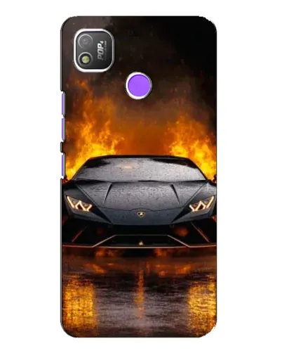 Чехол для TECNO POP 4 с картинкой «Lamborghini в огне»