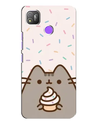 Чехол для TECNO POP 4 с картинкой «Пушин с кексом»