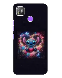 Чехол для TECNO POP 4 с картинкой «Stitch в цветах»
