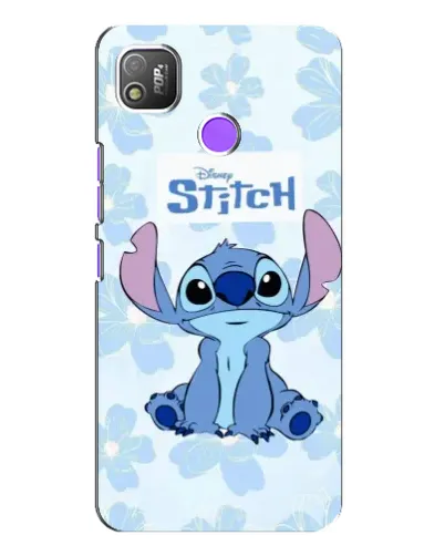 Чехол для TECNO POP 4 с картинкой «Stitch среди цветов»