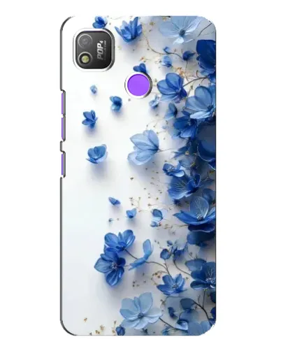 Чехол для TECNO POP 4 с картинкой «Голубой цветочный каскад»