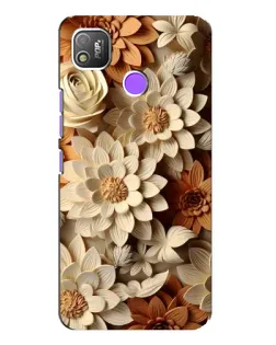 Чехол для TECNO POP 4 с картинкой «Бежевый флористический декор»