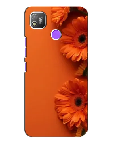 Чехол для TECNO POP 4 с картинкой «Оранжевые герберы»