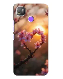 Чехол для TECNO POP 4 с картинкой «Розовый цвет сердце на фоне заката»