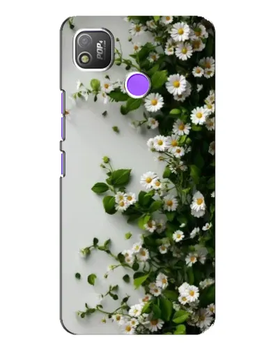 Чехол для TECNO POP 4 с картинкой «Ветка мелких белых цветов»