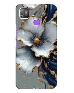 Чехол для TECNO POP 4 с картинкой «Белый цветок и золотой флюид»