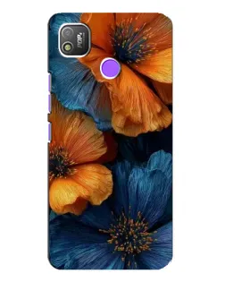 Чехол для TECNO POP 4 с картинкой «Яркая сине-оранжевая флора»