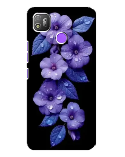 Чехол для TECNO POP 4 с картинкой «Фиолетовые цветы с росою»