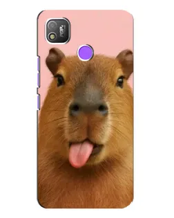 Чехол для TECNO POP 4 с картинкой «Капибара с языком»